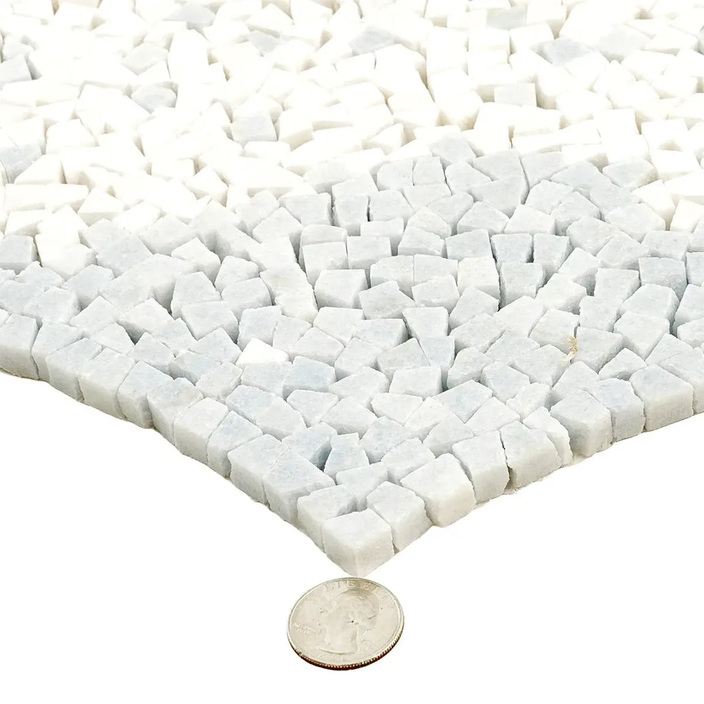 Santorini Blue & White Wave Marble Mosaic Tile | Tile Club