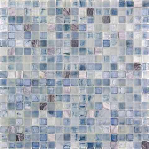 Sheer Azul Blue Mixed Squares Glass Tile