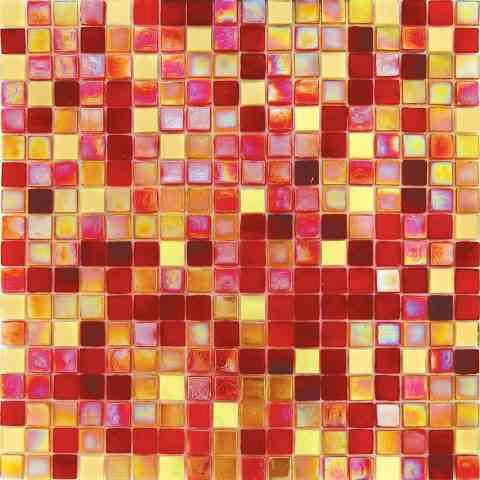 Cherry Sunset Mixed Squares Glass Tile