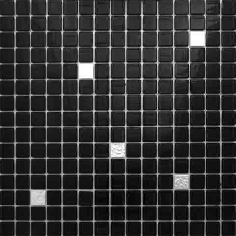 Night Sky Black & White Mixed Glass Tile