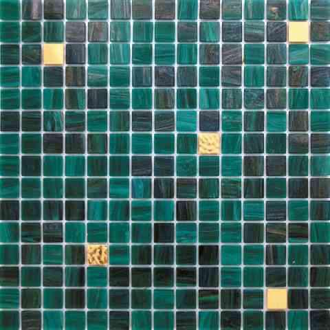 Starry Night Teal Mixed Squares Glass Tile