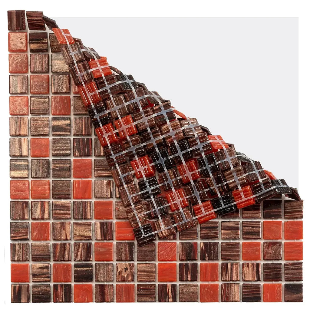 Queen of Hearts Red Mixed Squares Glass Tile | Tile Club
