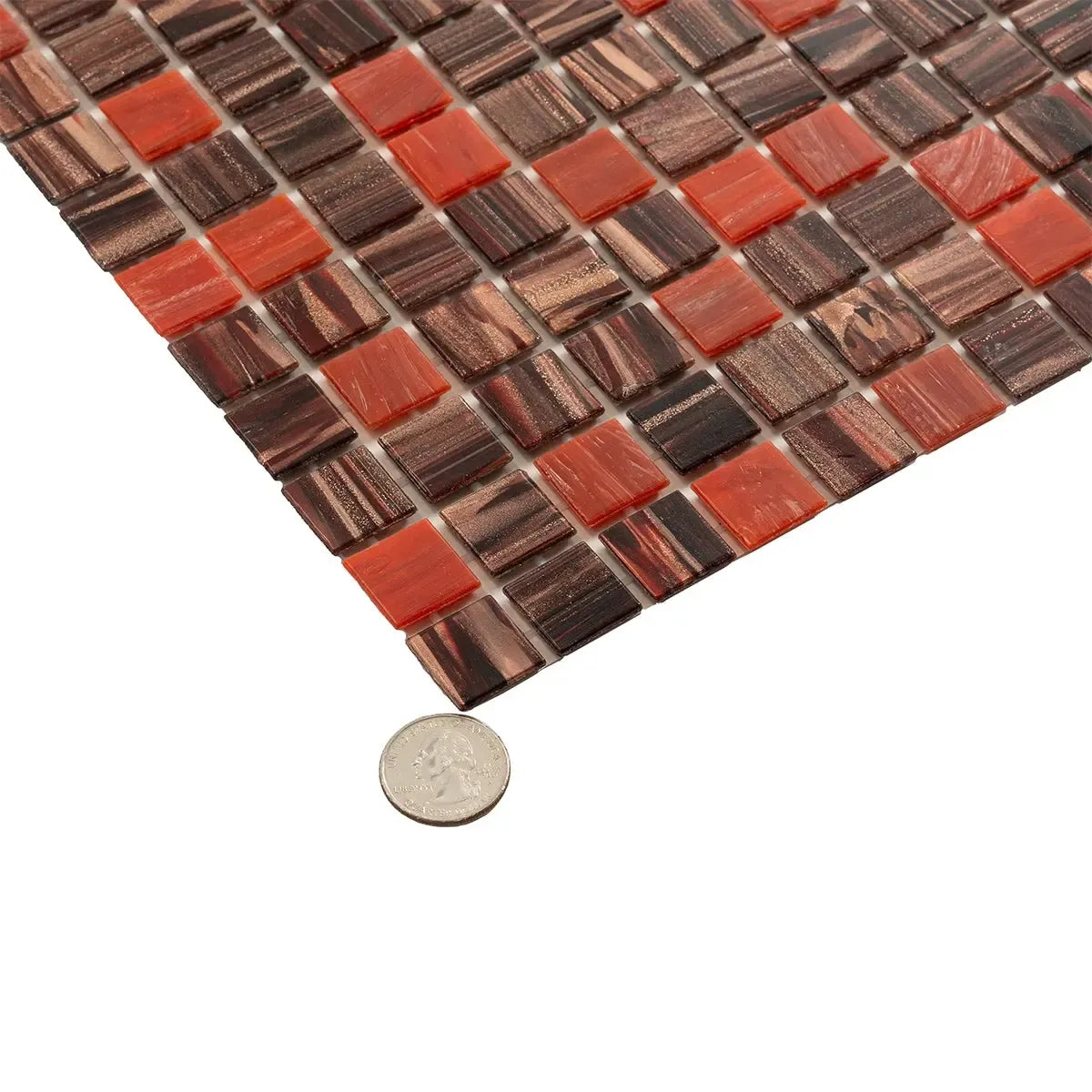 Queen of Hearts Red Mixed Squares Glass Tile | Tile Club