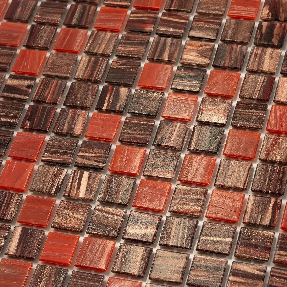 Queen of Hearts Red Mixed Squares Glass Tile | Tile Club