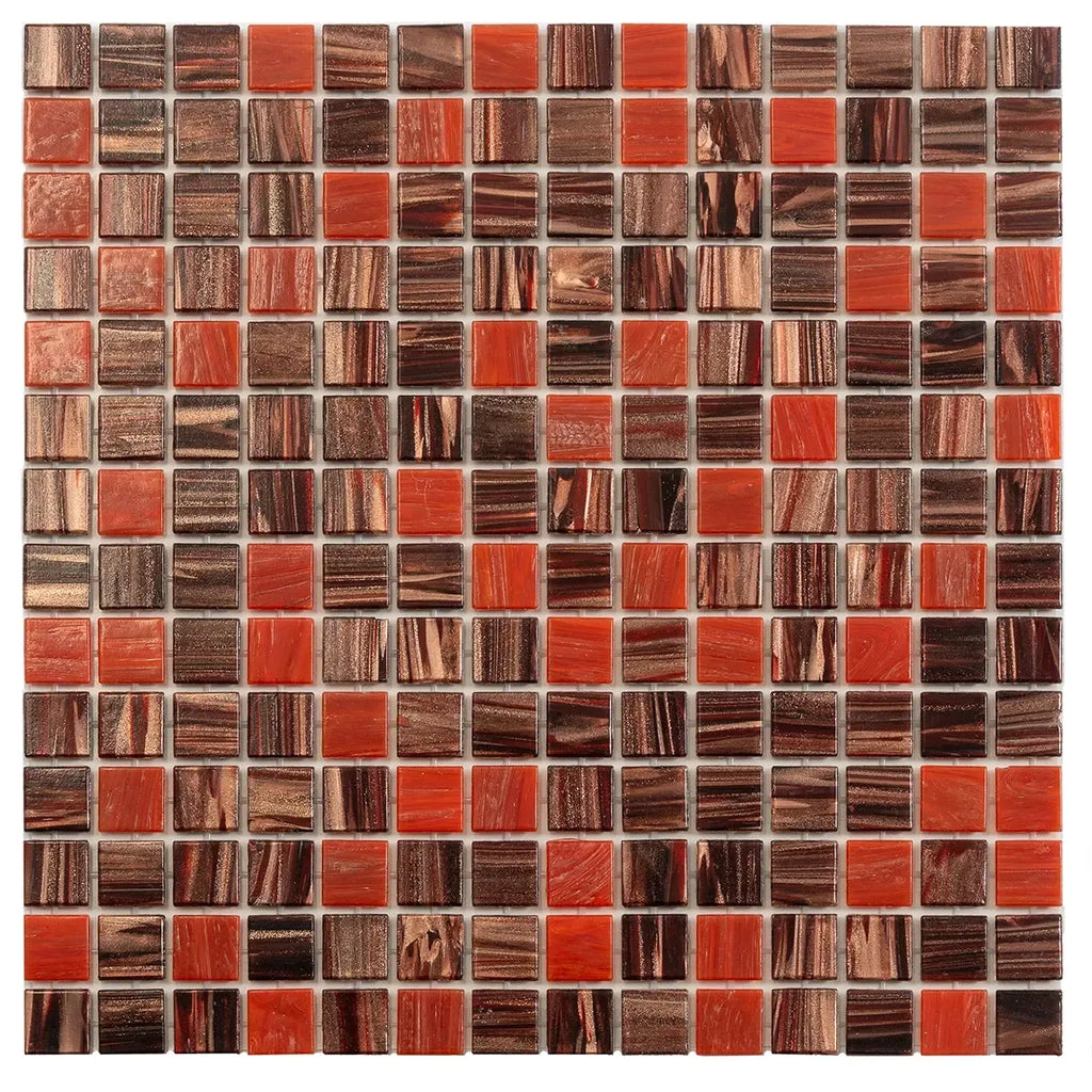 Queen of Hearts Red Mixed Squares Glass Tile | Tile Club