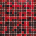 Queen of Hearts Red Mixed Squares Glass Tile Sample
