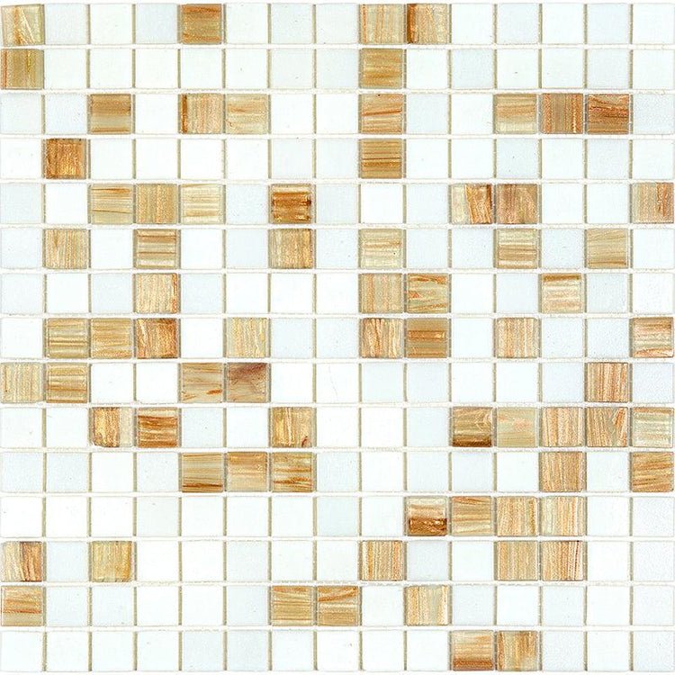Boho Brown and White Mixed Squares Glass Tile