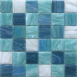 Aquamarine Blue Mixed Squares Glass Tile