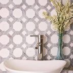 Thassos And Carrara Weaved Octagon Marble Mosaic Tile | Tile Club