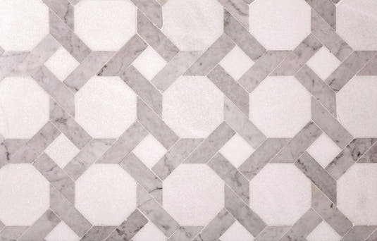 Thassos And Carrara Weaved Octagon Marble Mosaic Tile | Tile Club