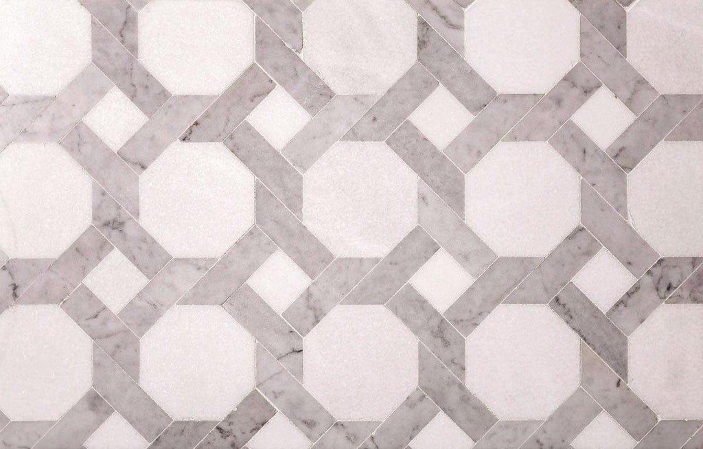 Thassos And Carrara Weaved Octagon Marble Mosaic Tile | Tile Club