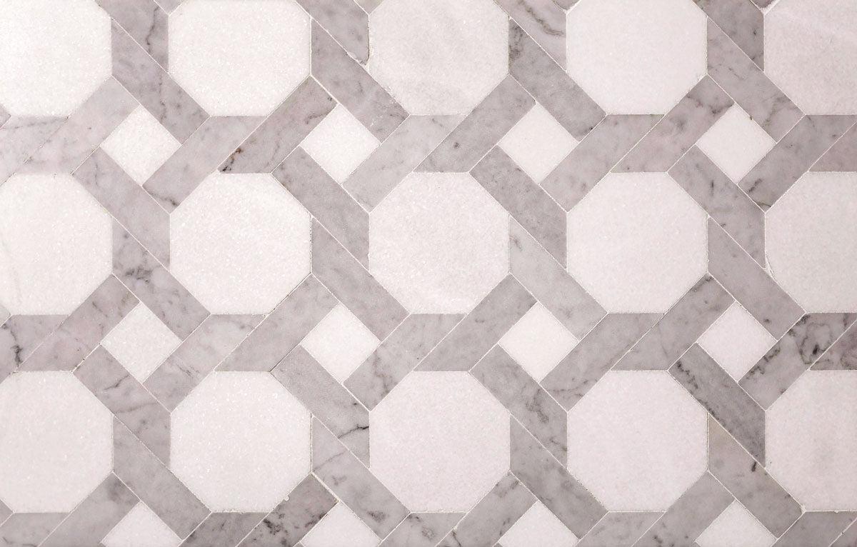 Thassos And Carrara Weaved Octagon Marble Mosaic Tile | Tile Club