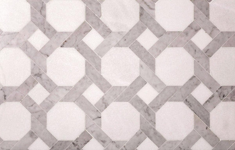 Thassos And Carrara Weaved Octagon Marble Mosaic Tile | Tile Club