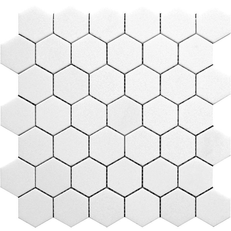 2" Thassos Marble Hexagon Tile Polished