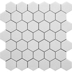 2" Thassos White Marble Hexagon Tile Honed