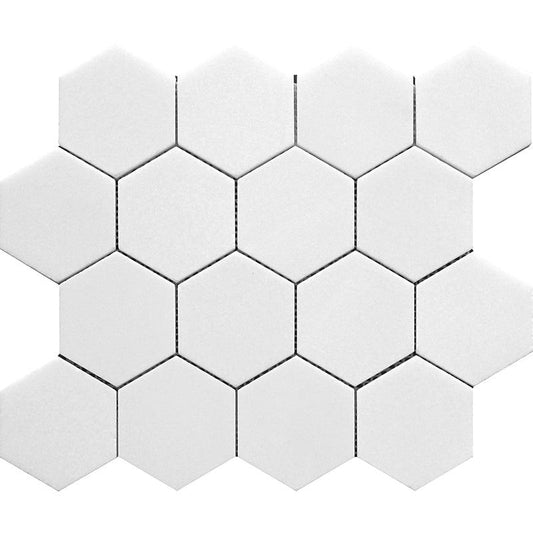 3" Thassos Marble Hexagon Tile Honed