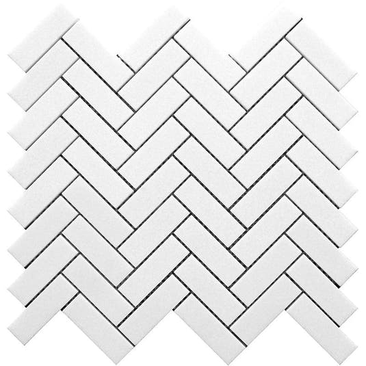 Thassos White Marble Herringbone Mosaic Tile | Tile Club