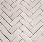 Thassos White Marble Herringbone Mosaic Tile | Tile Club
