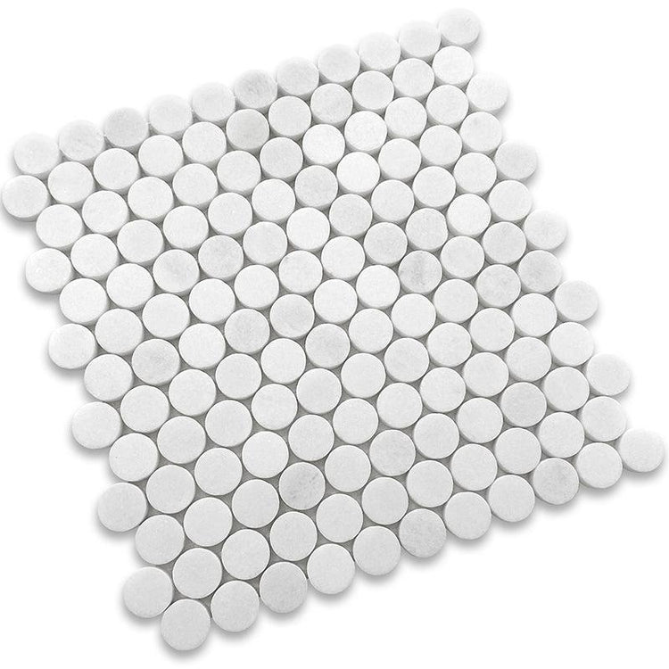 White marble penny round mosaic tile