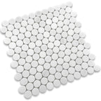 White marble penny round mosaic tile