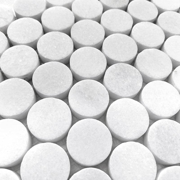 Thassos White Marble Penny Round Tiles