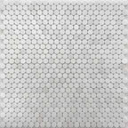 White marble penny tiles