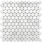 Thassos White Honed Penny Round Marble Mosaic Tile