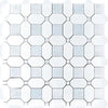 Thassos Octagon With Azul Cielo Squares Marble Mosaic Tile