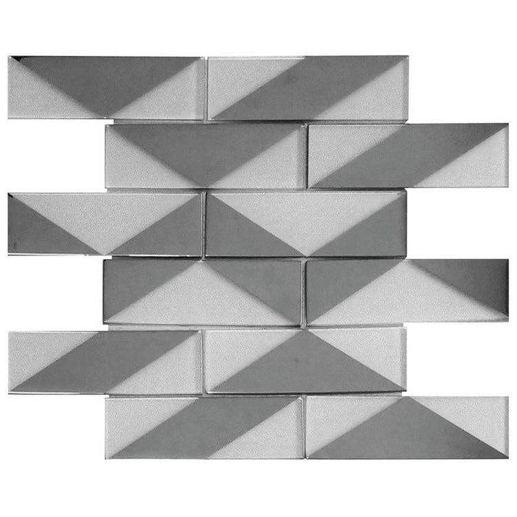 White Deco Brick Glass Mosaic Tile