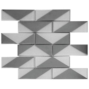 White Deco Brick Glass Mosaic Tile