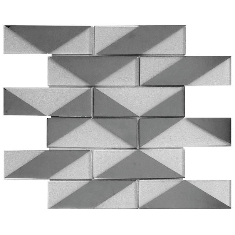 White Deco Brick Glass Mosaic Tile