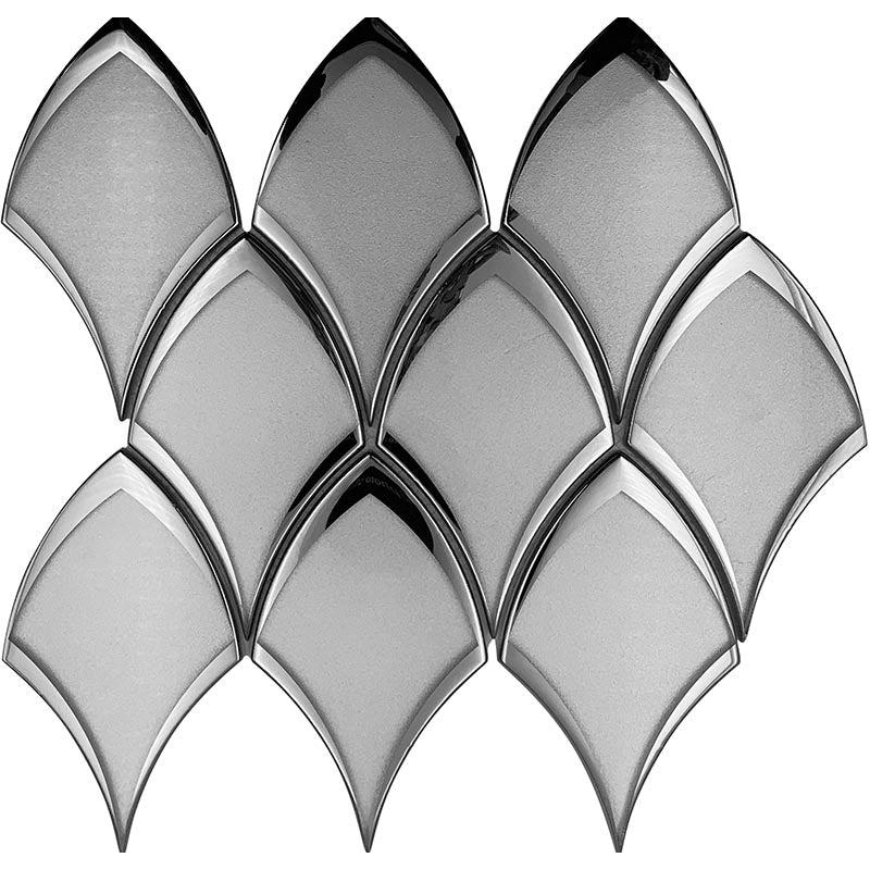 White Deco Fan Glass Mosaic Tile