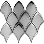 White Deco Fan Glass Mosaic Tile