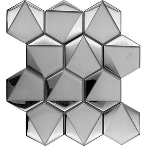 White Deco Hex Glass Mosaic Tile
