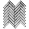 White Deco Herringbone Glass Mosaic Tile