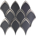 Gray Deco Fan Glass Mosaic Tile