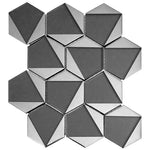 Gray Deco Hex Glass Mosaic Tile Sample