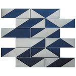 Blue Deco Brick Glass Mosaic Tile