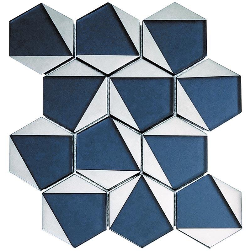 Blue Deco Hex Glass Mosaic Tile