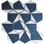 Blue Deco Hex Glass Mosaic Tile