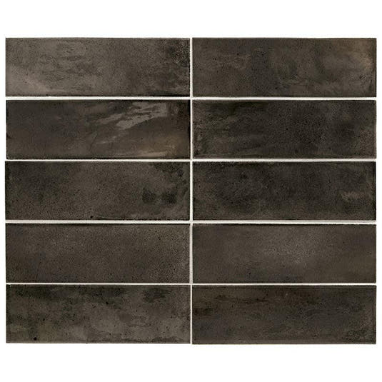 Luna Black 2.5x8 Ceramic Subway Tile | Tile Club