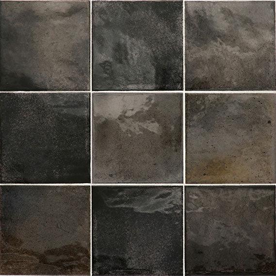 Luna Black 4x4 Ceramic Square Tile | Tile Club