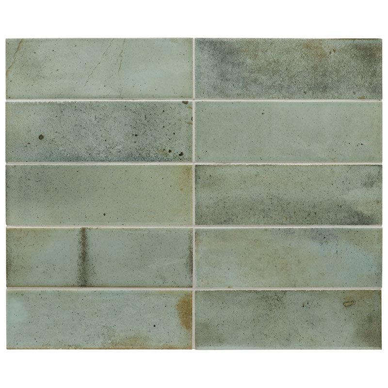 Luna Celadon 2.5x8 Ceramic Subway Tiles | Zellige Wall Tiles