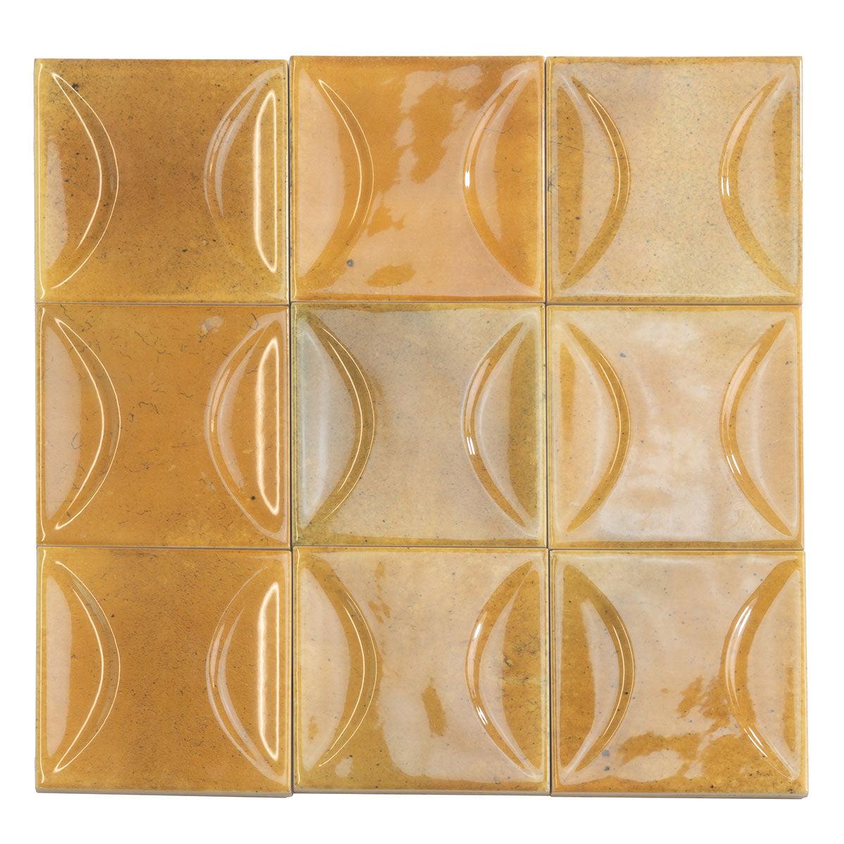 Luna Arc Caramel 4x4 Ceramic Square Tile Backsplash and Shower