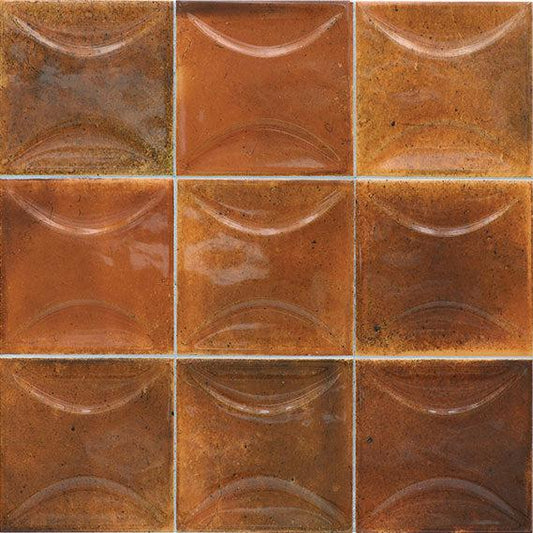 Luna Arc Red 4x4 3d Ceramic Square Tile