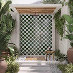 Santa Barbara Emerald Green Star Ceramic Tile | Star and Cross Pattern Tile | Tile Club