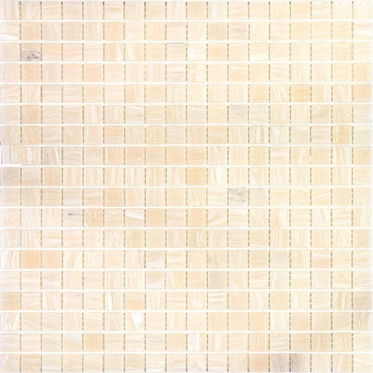 Alabaster Cream White Squares Glass Tile