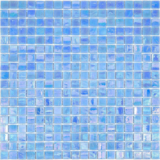 Pearlescent Sky Blue Squares Glass Tile