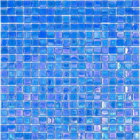Pearlescent Sapphire Blue Squares Glass Tile