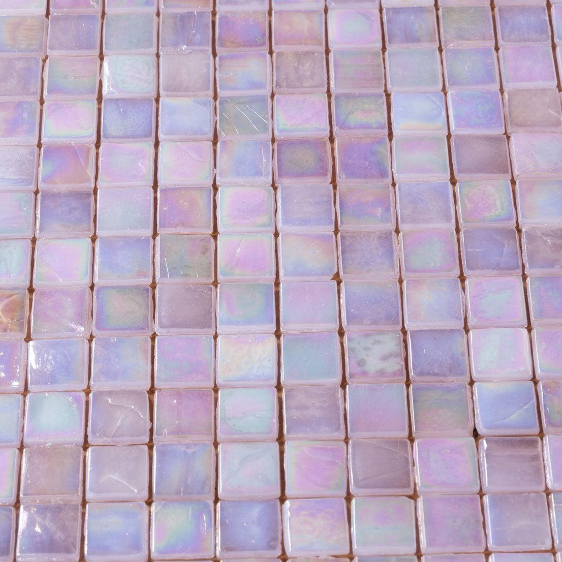 Pearlescent Sheer Pink and Purple Glass Pool Tile